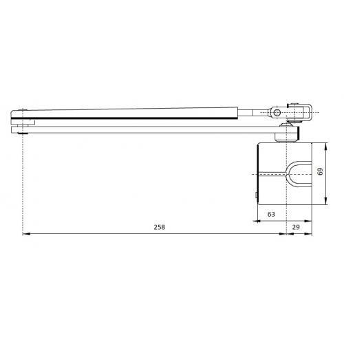 Tesa DCL190-EVI Articulated Arm For Door Closers – Silver, No Retention, Fits DC340 Models (Opens Up To 180°)