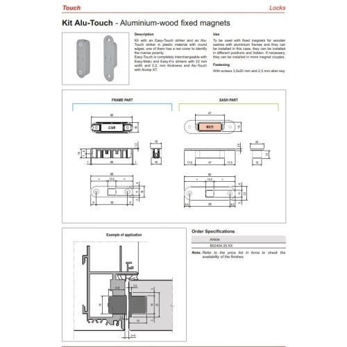 Magnetic lock AGB EASY TOUCH for aluminum door frames